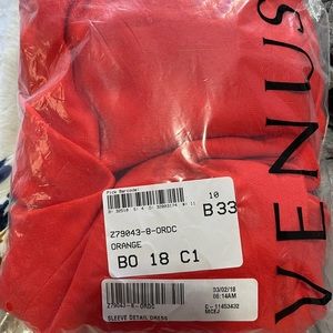 Orange off the shoulder sleeve detail dress